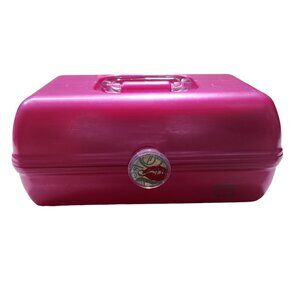 Caboodles‎ Hot Pink Plastic Makeup Box Mirror Organizer For Cosmetics & Jewelry